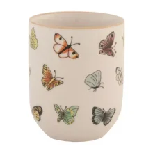 Bílý porcelánový kalíšek na čaj s barevnými motýly BUTTERFLIES Ø 6×8 cm / 0,1L – fotografie 1