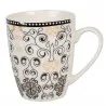 Keramický hrnek BOHO ORNAMENT s černým ornamentálním vzorem 12×8×10 cm / 300 ml – fotografie 1