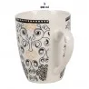 Keramický hrnek BOHO ORNAMENT s černým ornamentálním vzorem 12×8×10 cm / 300 ml – fotografie 2