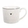 Porcelánový hrnek LOVELY DAY s proužky a srdíčkem 12×8×7 cm / 275 ml – fotografie 1