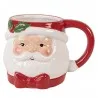 Vánoční keramický hrnek SANTA CLAUS s cesmínou a mašlí 13×10×9 cm / 300 ml – fotografie 1