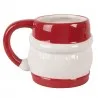 Vánoční keramický hrnek SANTA CLAUS s cesmínou a mašlí 13×10×9 cm / 300 ml – fotografie 3