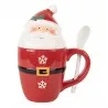 Vánoční keramický hrnek SANTA CLAUS s víčkem a lžičkou 13×9×17 cm / 300 ml – fotografie 1