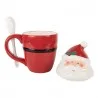 Vánoční keramický hrnek SANTA CLAUS s víčkem a lžičkou 13×9×17 cm / 300 ml – fotografie 3