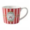 Porcelánový hrnek s motýlem a červenorůžovými pruhy 350 ml – fotografie 1