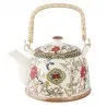 Béžová keramická konvička na čaj s květy a ptáčky ISABELL 17×14×12 cm / 0,7L – fotografie 1
