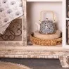 Bílo-modrá keramická konvička na čaj s ornamenty HOLANDIA 17×14×12 cm / 0,7L – fotografie 3