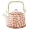 Meruňkově růžová keramická konvička na čaj s kvítky APRICOT FLOWERS 18×14×12 cm / 0,7L – fotografie 1