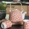 Meruňkově růžová keramická konvička na čaj s kvítky APRICOT FLOWERS 18×14×12 cm / 0,7L – fotografie 3