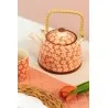 Meruňkově růžová keramická konvička na čaj s kvítky APRICOT FLOWERS 18×14×12 cm / 0,7L – fotografie 4