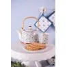 Modrobílá keramická konvička na čaj s kvítky BLUE LIGHT 17×14×12 cm / 0,7L – fotografie 5