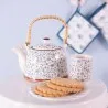 Modrobílá keramická konvička na čaj s kvítky BLUE LIGHT 17×14×12 cm / 0,7L – fotografie 6