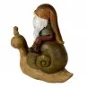 Hnědá figurka skřítka jedoucího na šnekovi 10×5×10 cm – fotografie 3