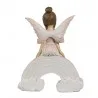 Růžová vánoční figurka elfky sedící na duze 9×3×11 cm – fotografie 3