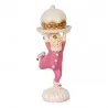 Růžová vánoční figurka skřítka s dortem 12×8×21 cm – fotografie 1
