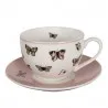 Porcelánový šálek s podšálkem s motýlky BUTTERFLY PARADISE 12×9×6 cm / Ø 14×2 cm / 200 ml – fotografie 1