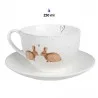 Porcelánový šálek s podšálkem BUNNIES IN LOVE se zajíčky a srdíčky 12×9×6 cm / Ø 14×2 cm / 250 ml – fotografie 2