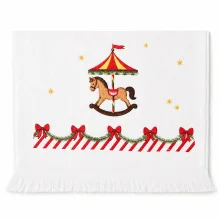 Vánoční kuchyňský ručník Christmas Carousel Dream s houpacím koníkem 40×66 cm – fotografie 1