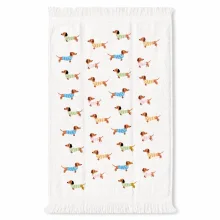 Bílý kuchyňský ručník Playful Pup Parade s jezevčíky 40×66 cm – fotografie 2