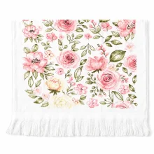 Bílý kuchyňský ručník s růžovými květy Soft Rose Bloom 40×66 cm – fotografie 1