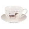 Porcelánový šálek s podšálkem s jezevčíky DACHSHUND LOVE 12×9×6 cm / Ø 14×2 cm / 200 ml – fotografie 1