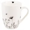 Porcelánový hrnek s černými květy FLORA AND FAUNA 12×8×10 cm / 300 ml – fotografie 1