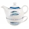 Porcelánová čajová souprava pro jednoho FISHY BLUE 17×11×14 cm / 400 ml / 250 ml - fotografie 1