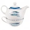 Porcelánová čajová souprava pro jednoho FISHY BLUE 17×11×14 cm / 400 ml / 250 ml - fotografie 2