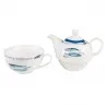 Porcelánová čajová souprava pro jednoho FISHY BLUE 17×11×14 cm / 400 ml / 250 ml - fotografie 3