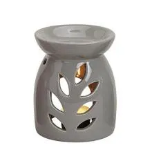 Keramická aromalampa LEAF GREY 10*13*10 cm