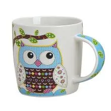 Porcelánový hrnek OWL BLUE – veselá sovička pro příjemné chvíle 12*9*8 cm / 350 ml