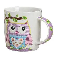 Porcelánový hrnek OWL BURGUNDY – hravá sovička pro radost z každého doušku 12*9*8 cm / 350 ml