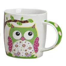Porcelánový hrnek OWL GREEN 12x9x8 cm / 350 ml