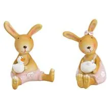 Velikonoční figurky králíčků s hračkou – sada 2 ks (pár) 7*8*5 cm