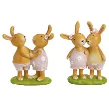 Velikonoční figurky zamilovaných králíčků – sada 2 ks (pár na podstavci) 9*12*4 cm