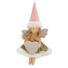 Andělka se srdíčkem PINK 14x5x25 cm