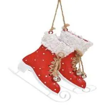 Dekorativní kovové brusle RED 10x14x2 cm