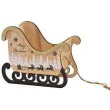 Dekorativní dřevěné sáňky MERRY CHRISTMAS 22x18x11 cm