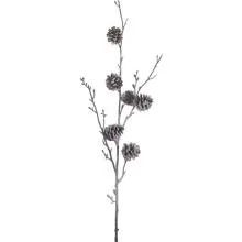 Umělá větvička holého stromu se zasněženými šiškami 91 cm