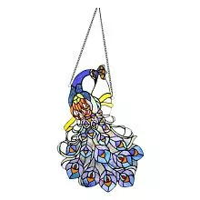 Tiffany panel závěsný PEACOCK 35*70 cm