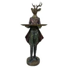Dekorativní figurka jelena v historickém oděvu s podnosem 19×17×60 cm