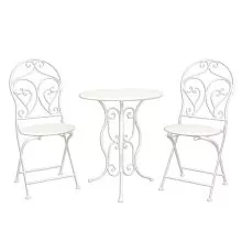 Zahradní bistro set stůl a dvě židle Ø 60*70 / 2x Ø 40*40*92 cm