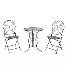 Zahradní bistro set stůl a dvě židle Ø 60*70 / 2x Ø 40*40*92 cm
