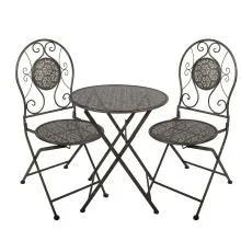 Zahradní bistro set stůl a dvě židle Ø 60x71 / 50x40x93 cm (2)