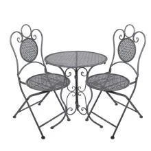 Zahradní bistro set stůl a dvě židle Ø 60x71 / 50x40x93 cm (2)