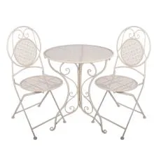 Zahradní bistro set stůl a dvě židle Ø 60x74 / 50x40x92 cm (2)