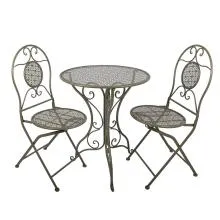 Zahradní bistro set stůl a dvě židle Ø 60x70 / 50x40x93 cm (2)