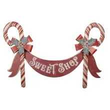Text Sign Candy Cane 91x5x59 cm Red Metal 5Y1489