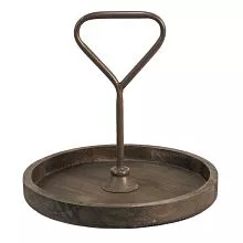 Patrový podnos dřevo a kov Ø 35*33 cm