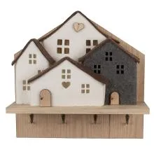 Nástěnný dřevěný věšák HOUSES